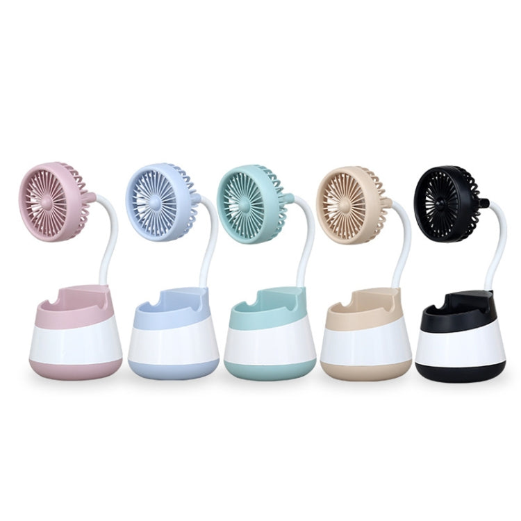 276A USB Charging Desktop Pen Holder Fan with Phone Holder Function Dormitory Portable Fan(Pink) | zavevo