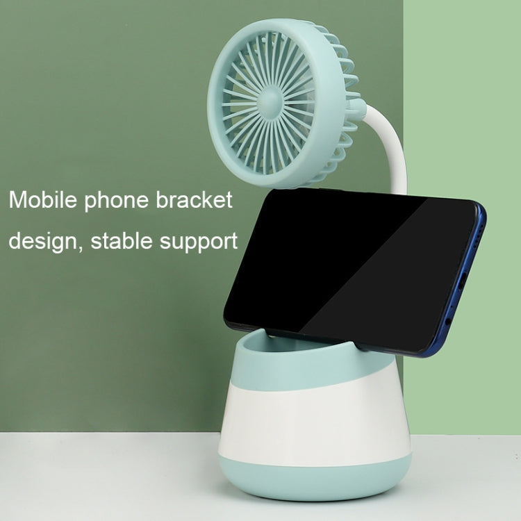 276A USB Charging Desktop Pen Holder Fan with Phone Holder Function Dormitory Portable Fan(Pink) | zavevo