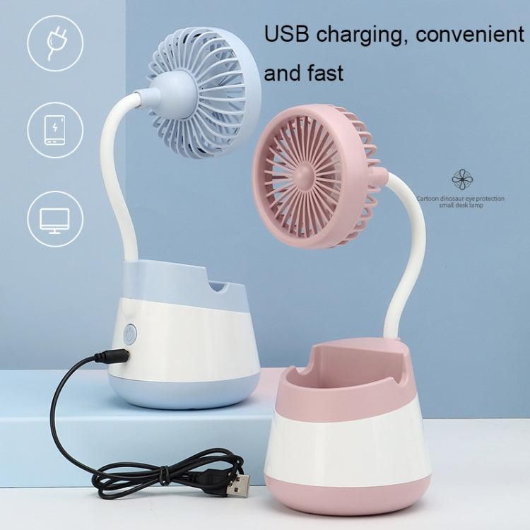 276A USB Charging Desktop Pen Holder Fan with Phone Holder Function Dormitory Portable Fan(Pink) | zavevo