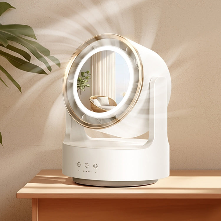 3 In 1 Multifunctional Desktop Fan with LED Light Cosmetic Mirror Rechargeable Oscillating | zavevo