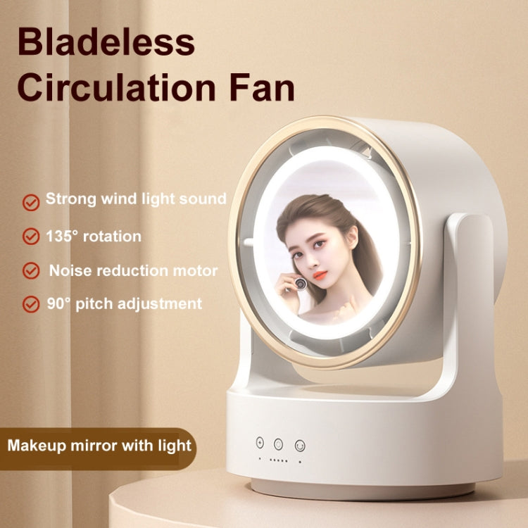 3 In 1 Multifunctional Desktop Fan with LED Light Cosmetic Mirror Rechargeable Oscillating | zavevo