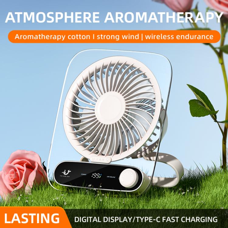 199-speed Desktop wall-mounted Fan With Handle & Light Built-in  Aromatherapy Cotton(Clear Black) | zavevo