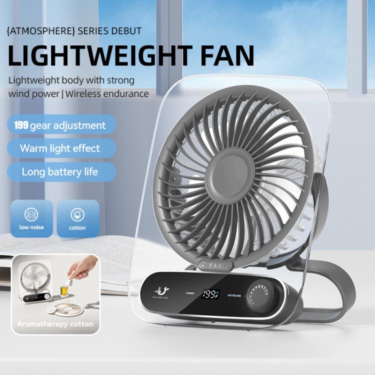 199-speed Desktop wall-mounted Fan With Handle & Light Built-in  Aromatherapy Cotton(Clear Black) | zavevo