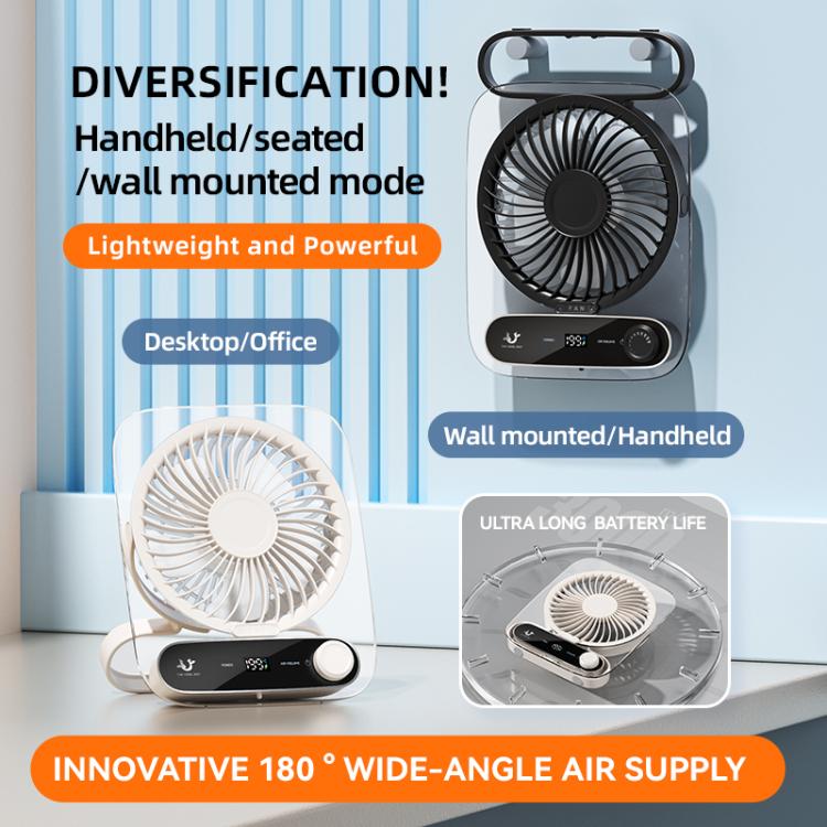 199-speed Desktop wall-mounted Fan With Handle & Light Built-in  Aromatherapy Cotton(Clear Black) | zavevo