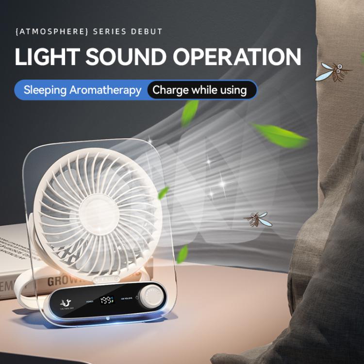 199-speed Desktop wall-mounted Fan With Handle & Light Built-in  Aromatherapy Cotton(Clear Black) | zavevo
