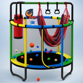 Round Trampoline Kids Play Set Basketball Hoop Swing
