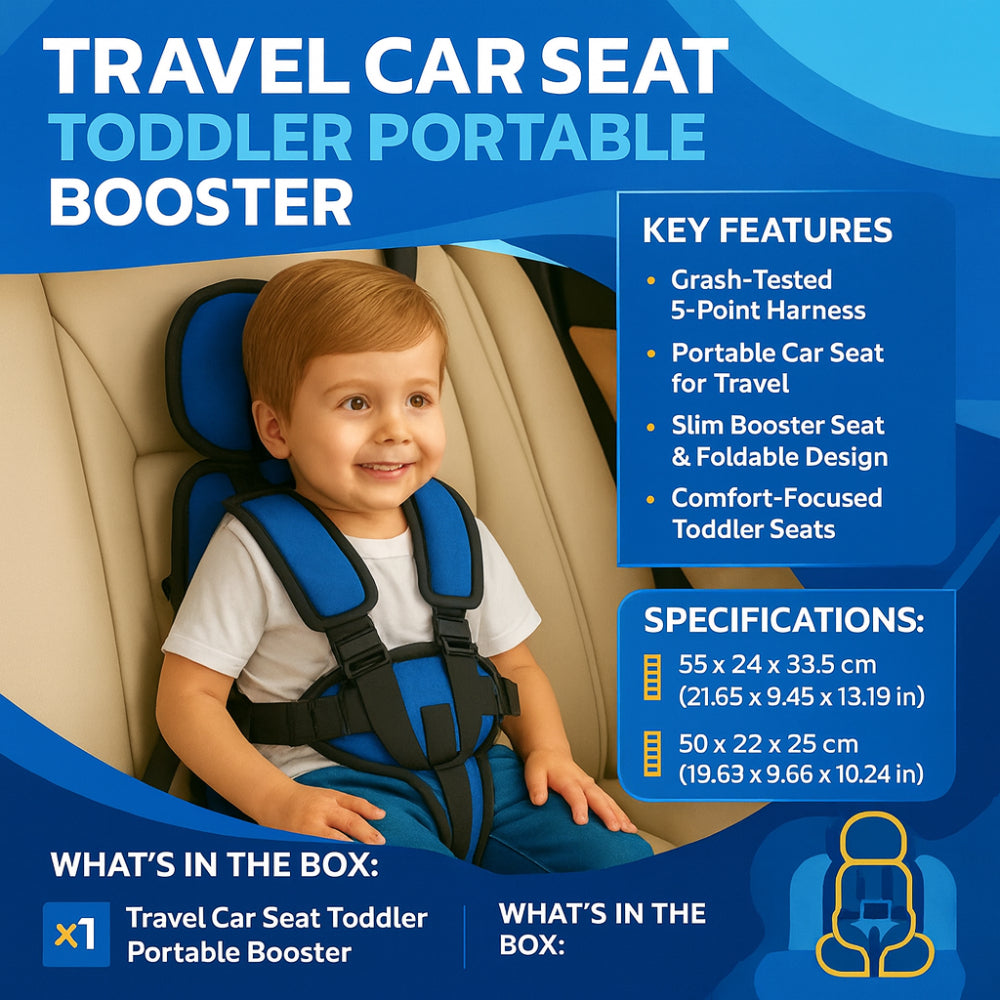 Travel Car Seat Toddler Portable Booster Foldable Child Car Seat Compact
