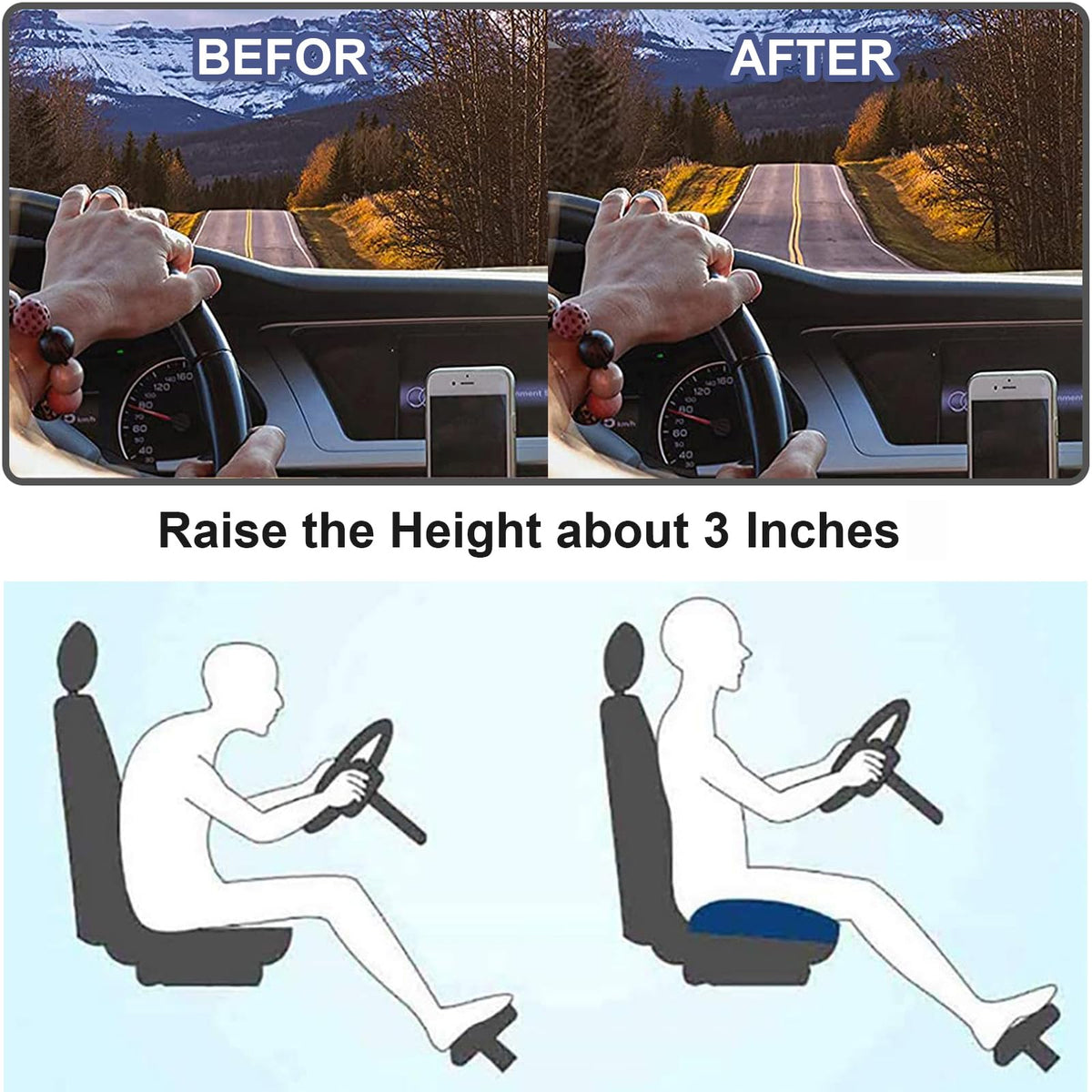Adult Car Booster Seat – Ergonomic Cushion for Improved Visibility and Comfort | zavevo