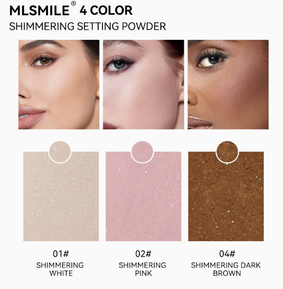 Shimmer Body Highlighter Powder with Pearl Glow, Lightweight Setting Powder