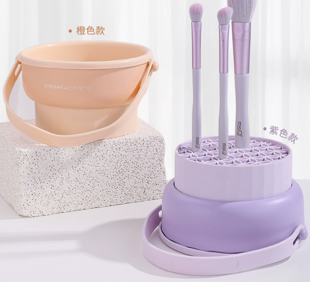 2-in-1 Silicone Makeup Brush Cleaning Bowl, Wash & Dry