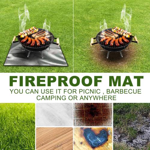 Silver Fireproof Grill Mat