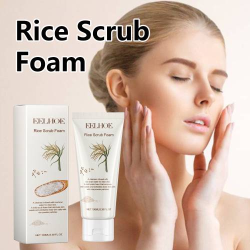 Rice Scrub Face Wash Foam with Hyaluronic Acid