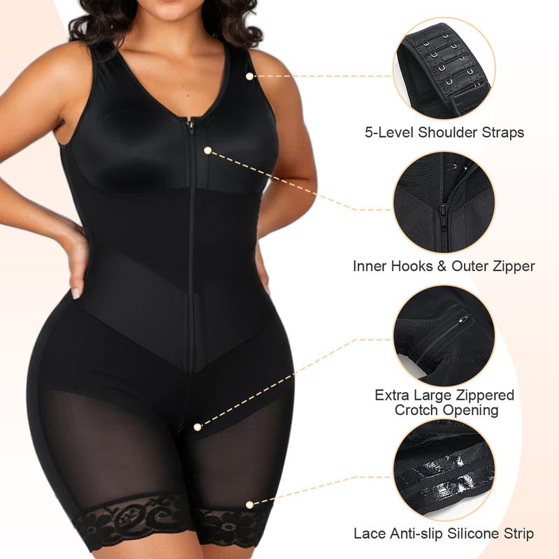 Seamless V-Neck Shapewear Bodysuit for Women – Tummy Control Body Shaper with Built-In Chest Pads