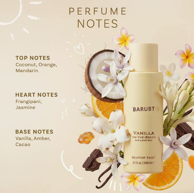 Vanilla Coconut Hair Perfume Mist, Water-Based Non-Sticky
