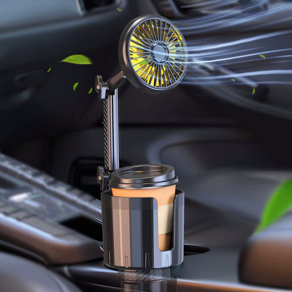 2-in-1 Car Cup Holder Fan with Adjustable Cooling and USB Charging | zavevo