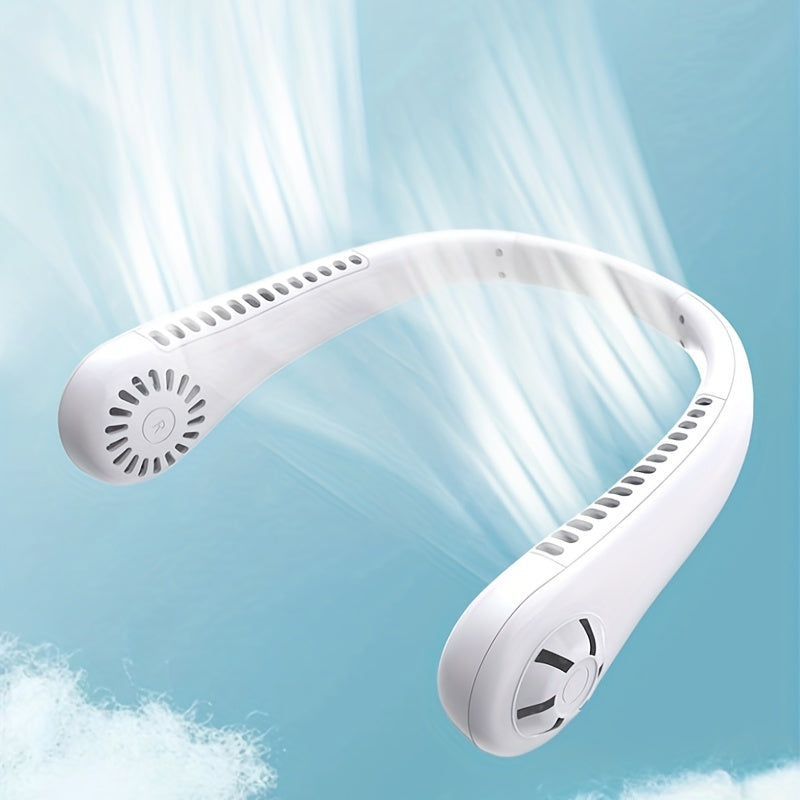 1pc Hands-Free Portable Neck Fan - Rechargeable, Leafless, and USB Powered - Perfect for Desk and Travel Use | zavevo