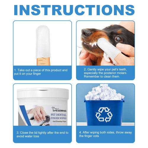 Pet Dental Finger Wipes, Fresh