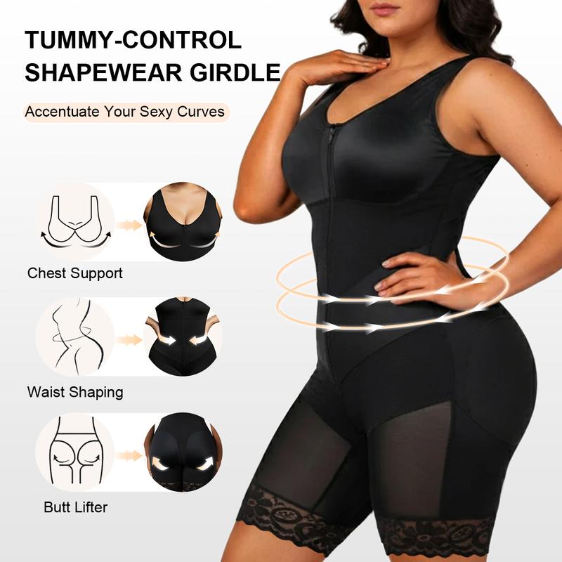 Seamless V-Neck Shapewear Bodysuit for Women – Tummy Control Body Shaper with Built-In Chest Pads