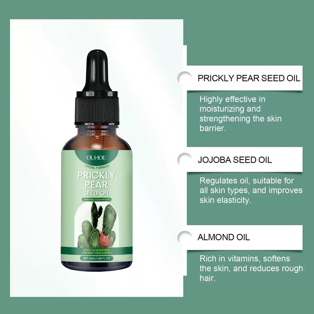 Cactus Oil with Argan & Vitamin E for Hair, Face & Body
