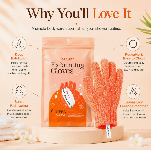Exfoliating Shower Gloves, Body Scrub Mitts for Smooth Skin