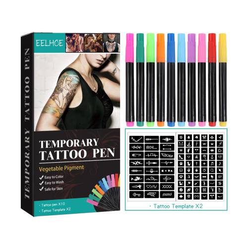 Temporary Tattoo Pen Set with Stencils