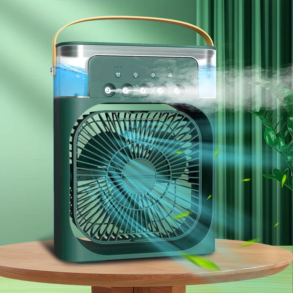 1pc Portable Air Conditioner, Household Small Air Cooler, Hydrocooling Fan, Portable Air Adjustment For Office, 3 Speed Air Cooling Fan Humidifier, 5pcs Humidified Spray Heads For Home Appliances | zavevo