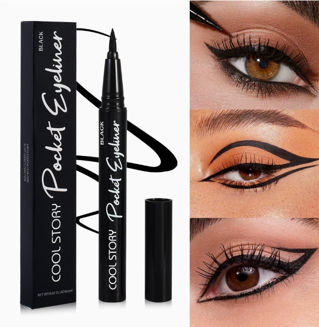 Liquid Eyeliner Pen, Quick-Dry Waterproof Smudge-Proof, Black, Blue or Brown