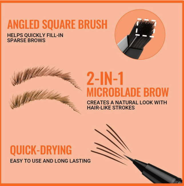 Dual-Ended Eyebrow Pencil, Waterproof Smudge-Proof Natural Brow Pencil