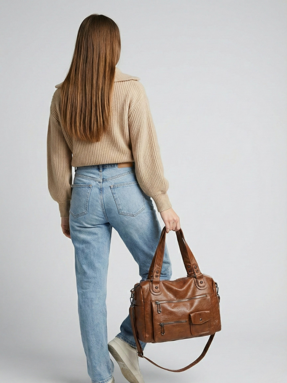 Big handbag for school with multiple front pockets | SALERNO