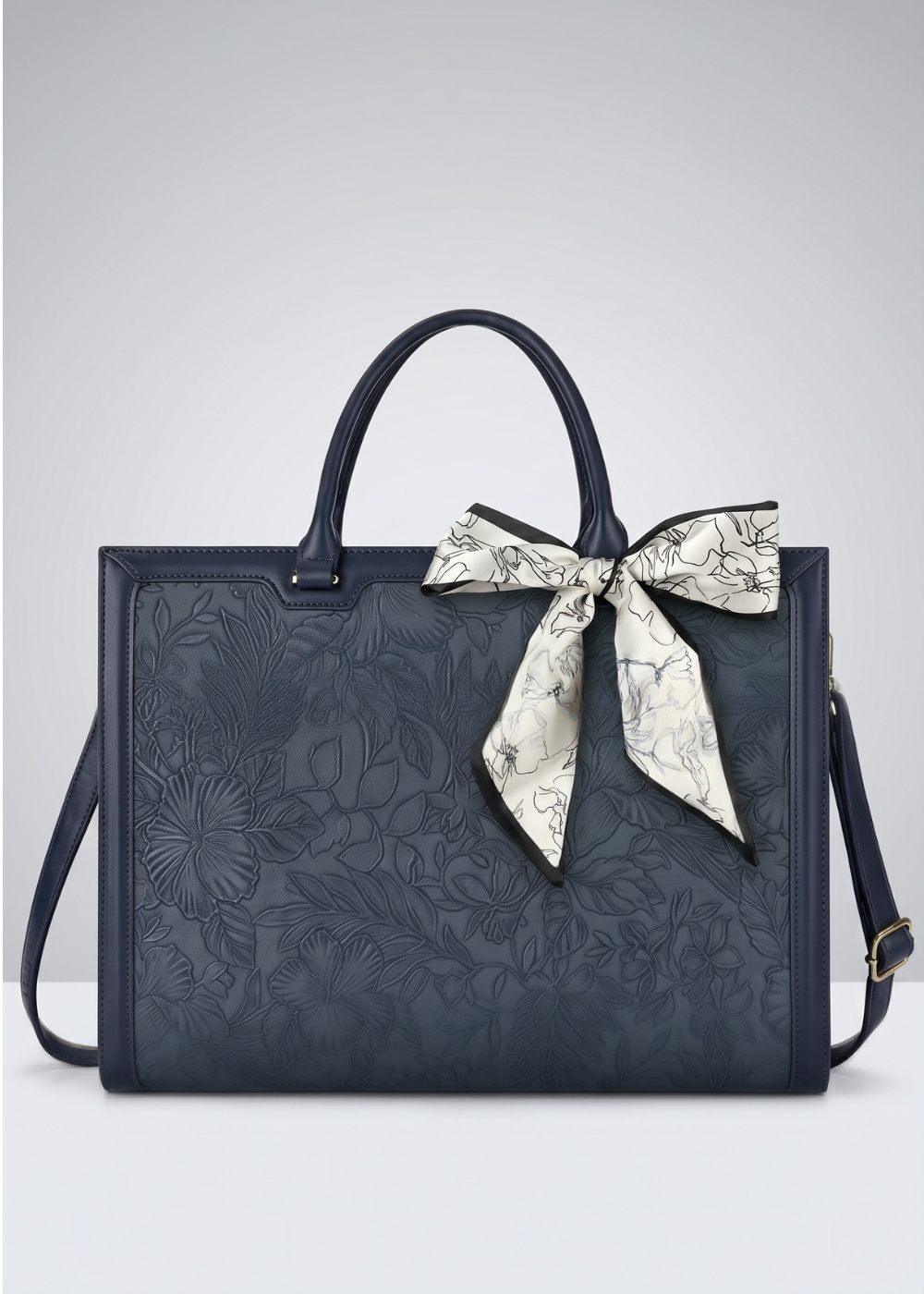 Navy  Work Tote Bag — Embossed  & Laptop bag | Corfu
