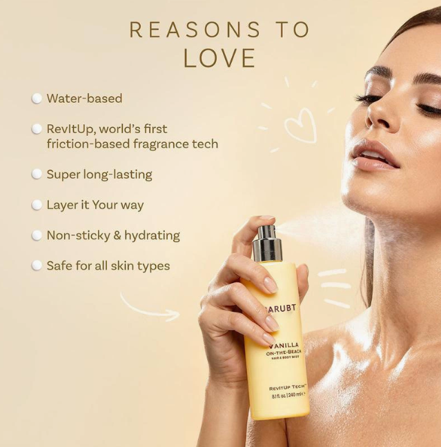 Vanilla Coconut Hair Perfume Mist, Water-Based Non-Sticky