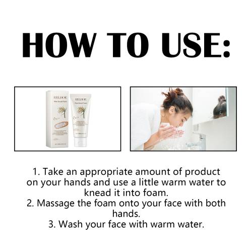 Rice Scrub Face Wash Foam with Hyaluronic Acid