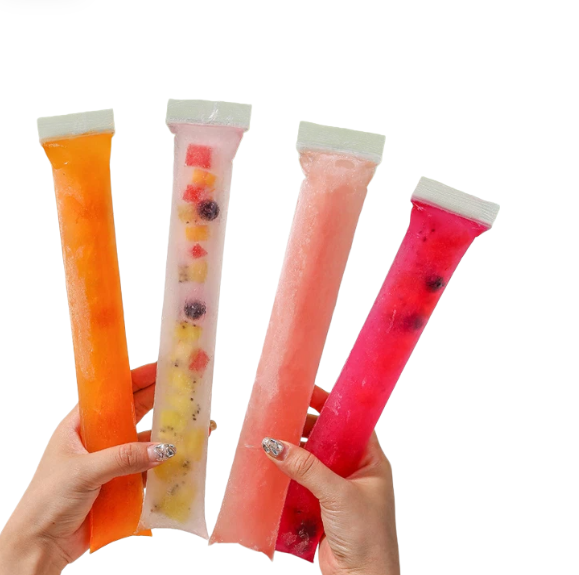 Reusable Freezer Pop Bags, Self-Sealing Food-Grade Ice Pop Molds