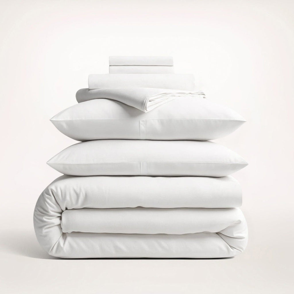 Cotton Duvet Cover Set with Pillowcases King Size and Queen Sateen Finish Bedding White