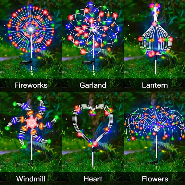 4 Pieces Solar Firework Garden Lights - Weatherproof LED Decorative Lighting, Solar Power for Garden and Patio | zavevo
