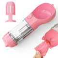 Dog Water Bottle Dispenser with Portable Bowl and Waste Bag Storage for Outdoor Travel