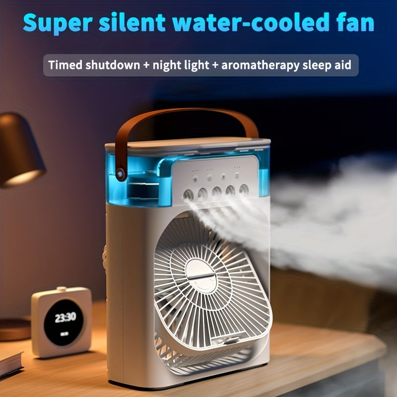 1pc Portable Air Conditioner, Household Small Air Cooler, Hydrocooling Fan, Portable Air Adjustment For Office, 3 Speed Air Cooling Fan Humidifier, 5pcs Humidified Spray Heads For Home Appliances | zavevo