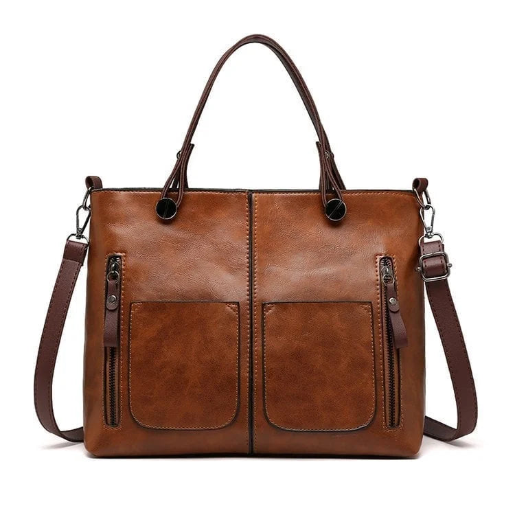 Vintage Leather Shoulder Bag for Women - Classic Crossbody Design with High-Quality Leather