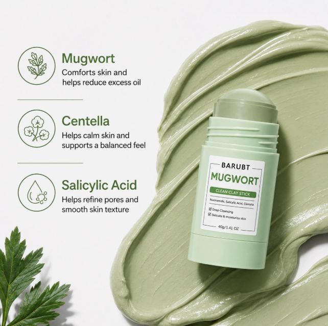 Mugwort Clay Mask Stick, Deep Cleansing No-Mess Face Mask