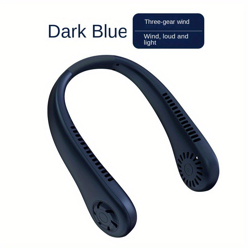 1pc Hands-Free Portable Neck Fan - Rechargeable, Leafless, and USB Powered - Perfect for Desk and Travel Use | zavevo