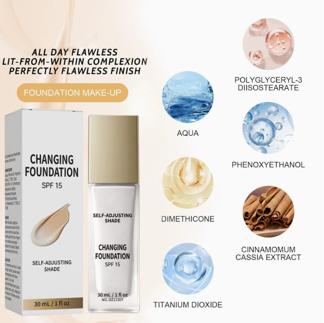 Color-Changing Liquid Foundation, Hydrating Lightweight Natural Coverage