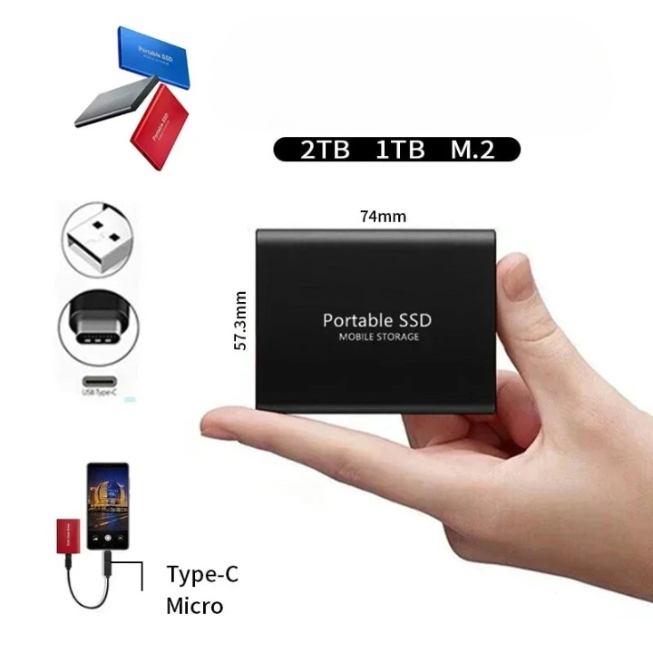External Ssd 1tb Portable Solid State Drive with Usb-C for Laptop and PC