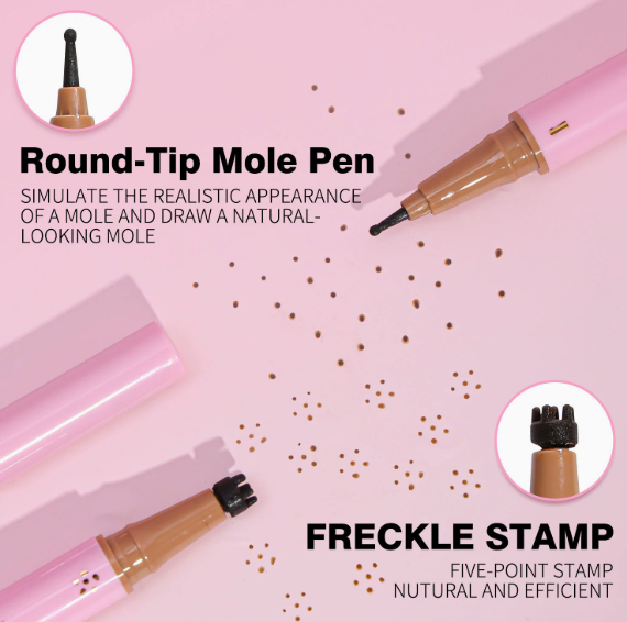 Faux Freckle Pen, 2-in-1 Dual-Ended Freckle Stamp & Dot Pen, Waterproof