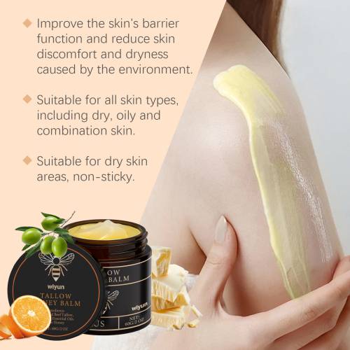 Beef Tallow Honey Moisturizing Cream, Non-Sticky