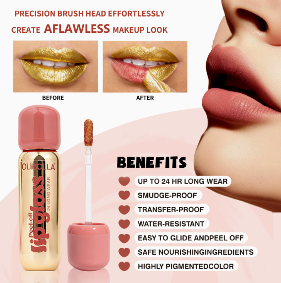 Peel-Off Lip Liner Pen, Waterproof Long-Lasting Tinted Lip Stain