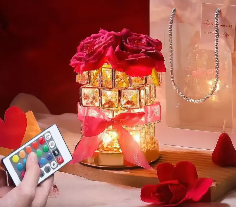 Rose Crystal Bedside Lamp with Warm Glow