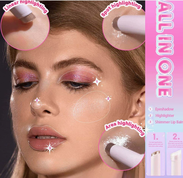 Crystal Jelly Eyeshadow Highlighter Stick, Sparkly Multi-Color
