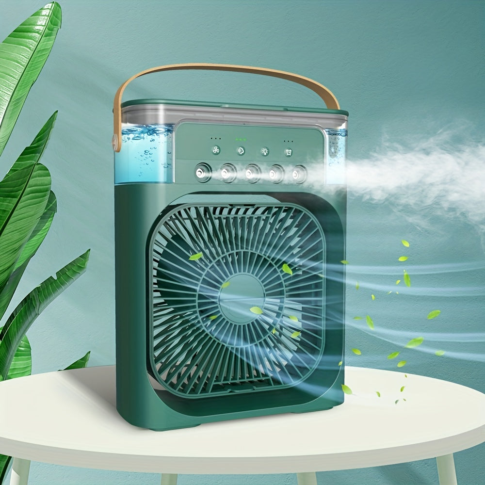 1pc Portable Air Conditioner, Household Small Air Cooler, Portable Air Adjustment For Office, 3 Speed Air Cooling Fan Humidifier, 5pcs Humidified Spray Heads For Home Appliances | zavevo