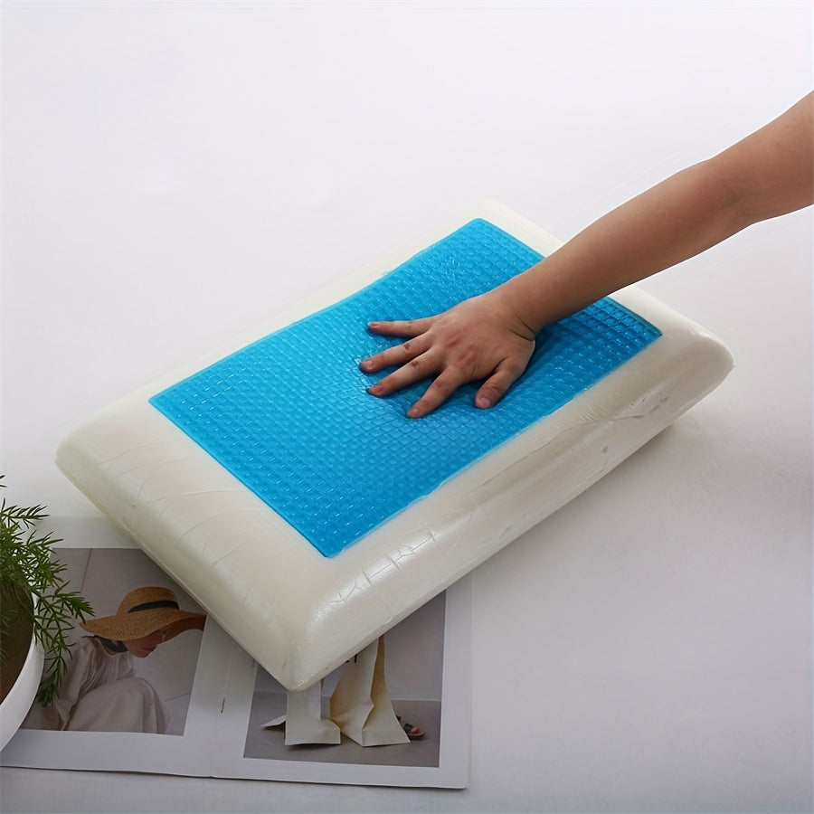 1pc Ergonomic Memory Foam Pillow with Breathable Mesh and Cooling Gel Core - Supports Neck and Back for Comfortable Sleep | zavevo