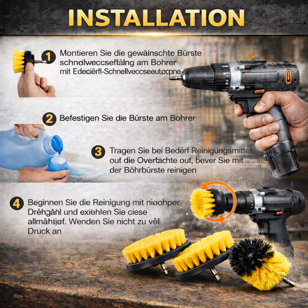 4-in-1 Brush Set for Drill – effective cleaning without effort | zavevo